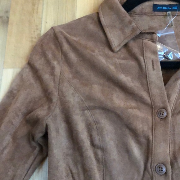 Cals mini dress in faux brown suede - Picture 3 of 4